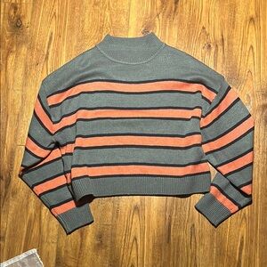Striped Gray and Orange Sweater